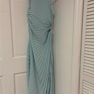 A.L.C. Seafoam Pleated Twist-Detail Maxi Dress